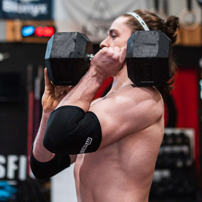 Crossfit Athlete lifting with Murgs x2 Elbow Sleeve