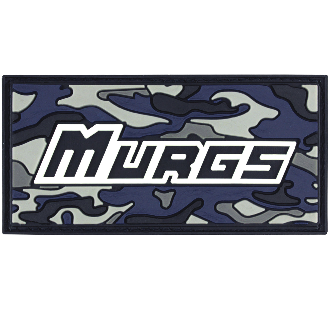 Murgs grey camo bag patch with white Murgs logo